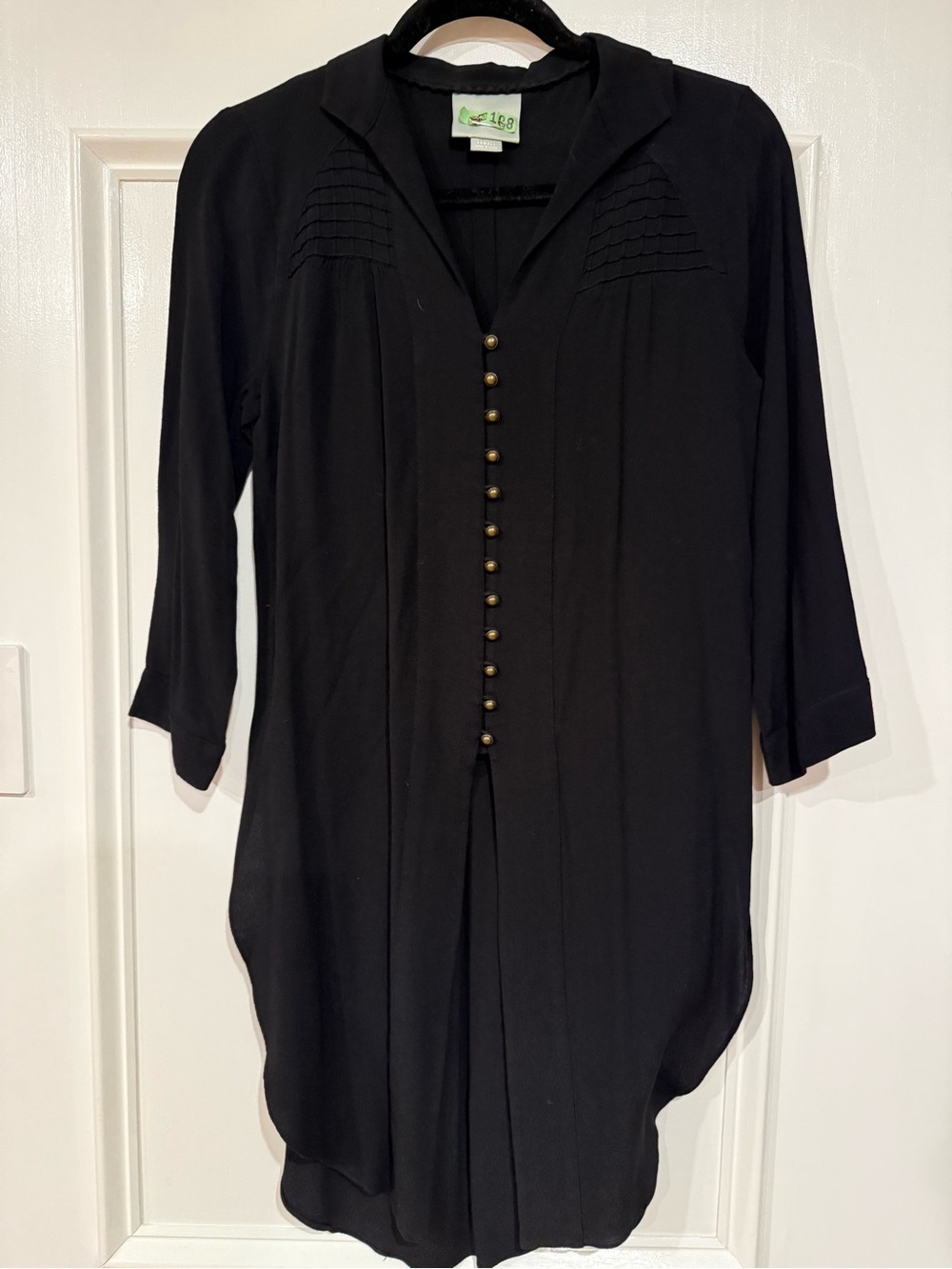 Maeve Black Button-Front Tunic with Pintuck Detail